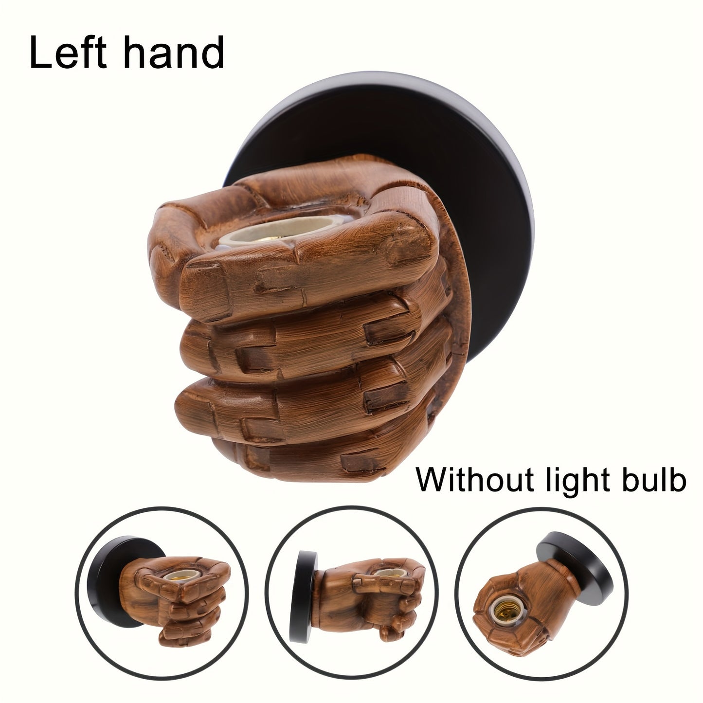 1 piece of Industrial Style Wall Lamp in the shape of a left and right hand fist made of resin, with E26 socket, perfect for celebrating Eid Al-Adha.