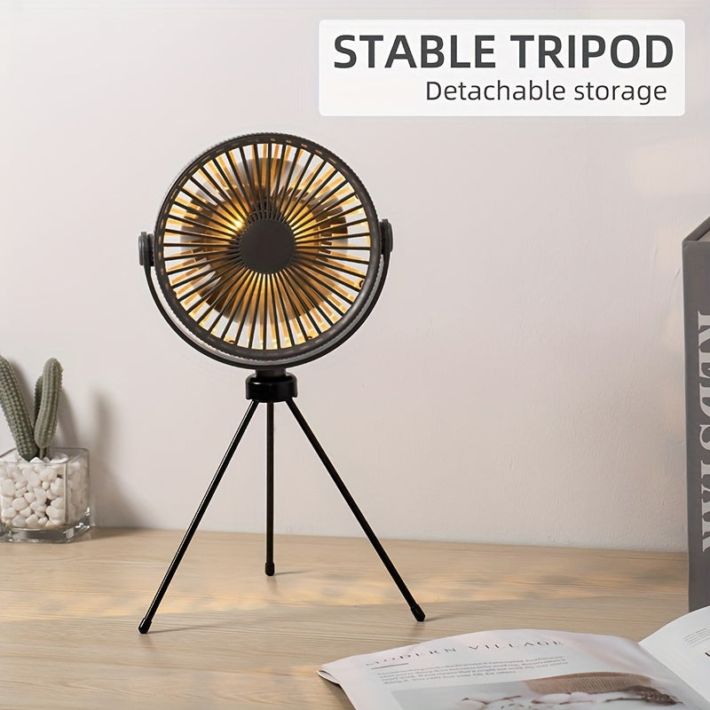 1 unit of a Portable Tripod Table Fan, featuring a High-Velocity USB Desk Fan made of durable ABS material. Its easy-to-carry design makes it perfect for both outdoor and home use.