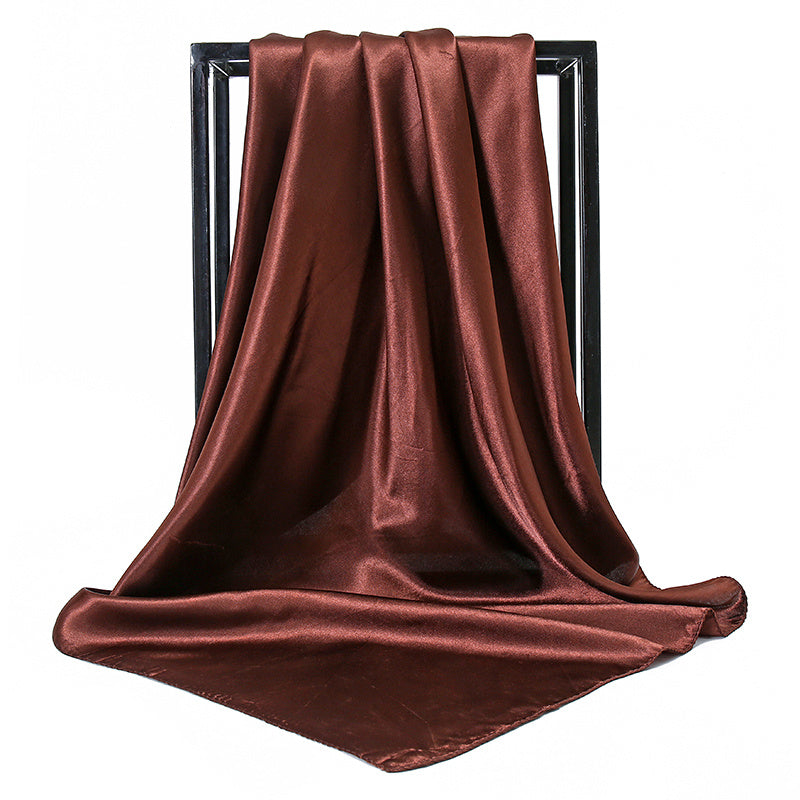 Large satin square scarf for women, suitable for hair wrapping or as a gift. Made from imitation silk.