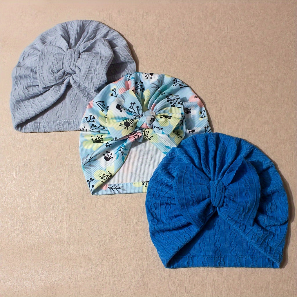 Soft and cute bow pullover caps for kids, available in packs of 3 or 6. Ideal for daily wear.