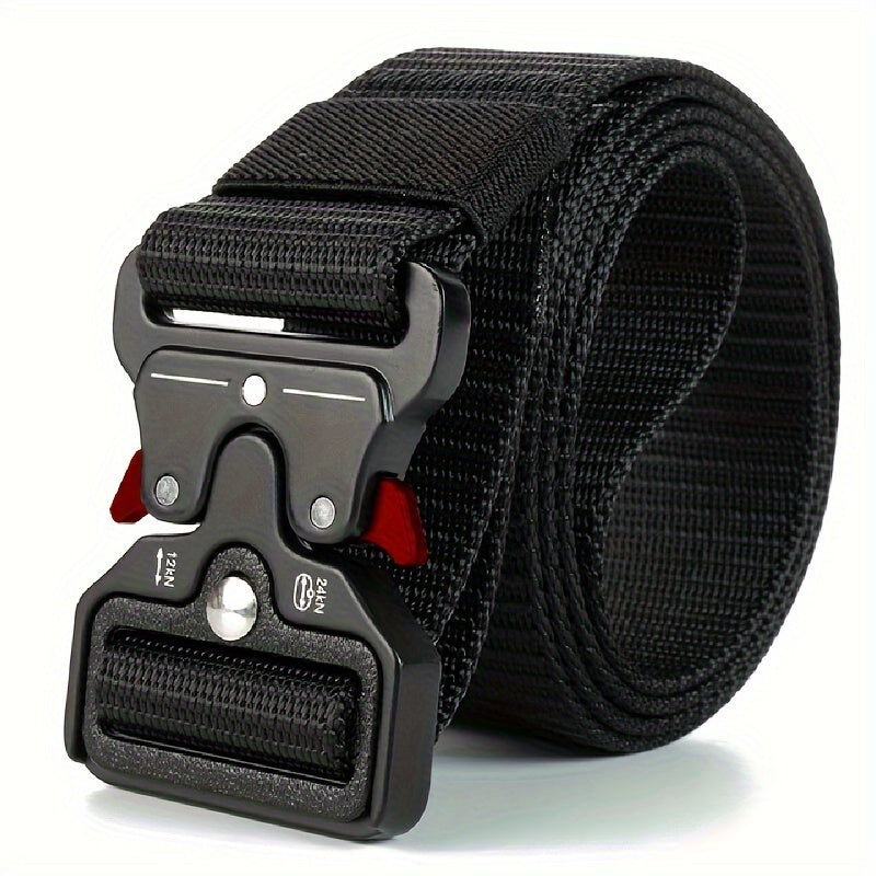 Outdoor training belt with plastic safety buckle, suitable for men and women, non-metallic leisure waist belt.