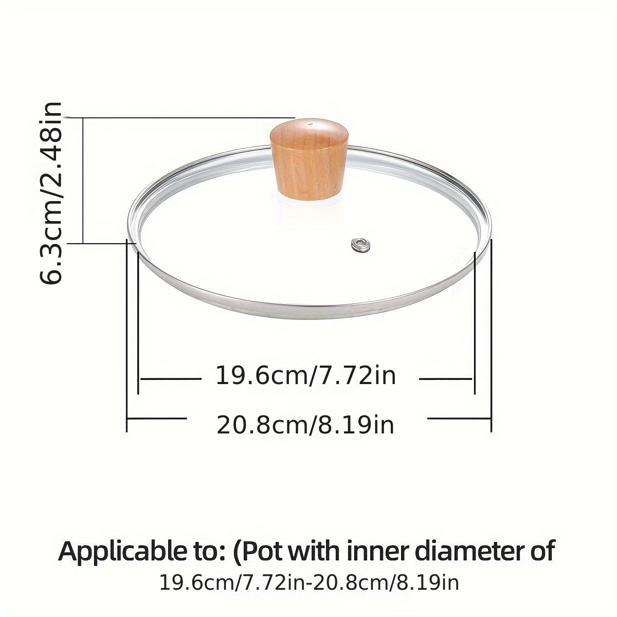 1 piece of Snow Pan Lid made of glass and stainless steel, suitable for covering soup pots and boiled pots. This household item is a tempered glass cover that is perfect for kitchen supplies and can be used as a cookware accessory.