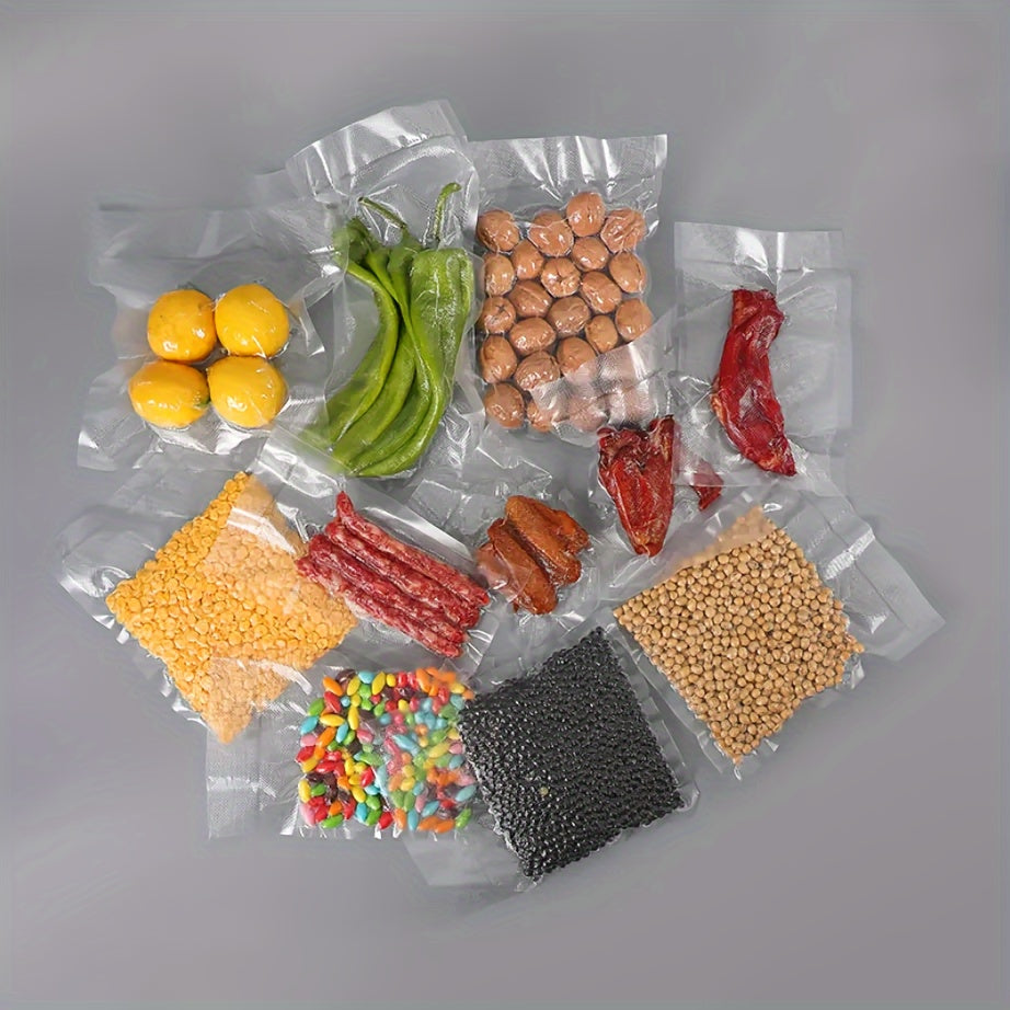 Set of Various Sizes of BPA-Free Plastic Vacuum Sealer Bags for Food Preservation - Diamond-Shaped Embossed for Thorough Sealing, Reusable, Multipurpose, Freezer & Microwave Safe