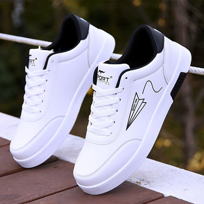 Men's fashion skateboard shoes with paper airplane pattern, low-top lace-up sneakers, comfortable non-slip sole, faux upper, fabric lining, round toe for outdoor activities all year round.