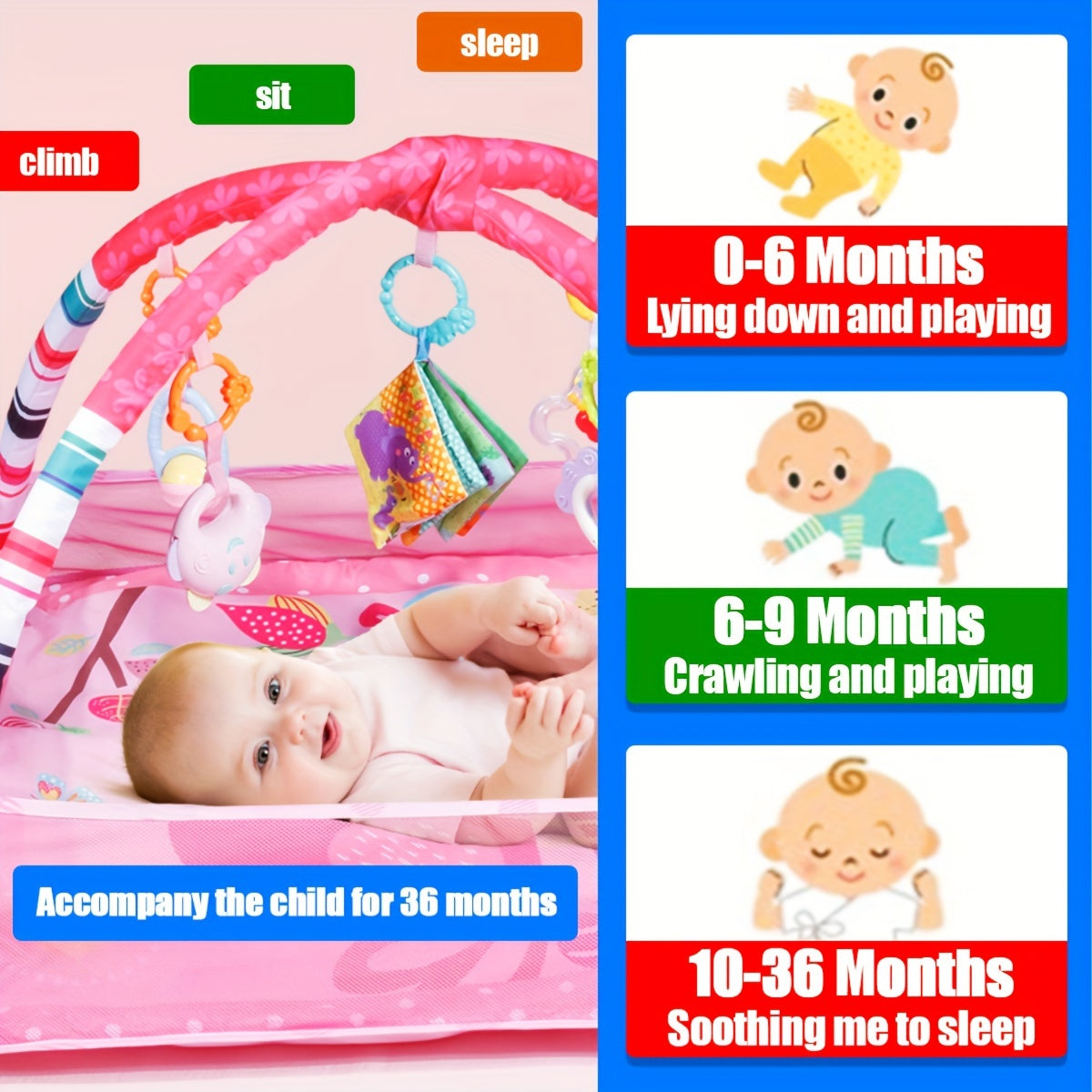 1pc Baby Playpen Gym with Hanging Toys - Versatile play yard for infant development and exercise - Ideal holiday gift.