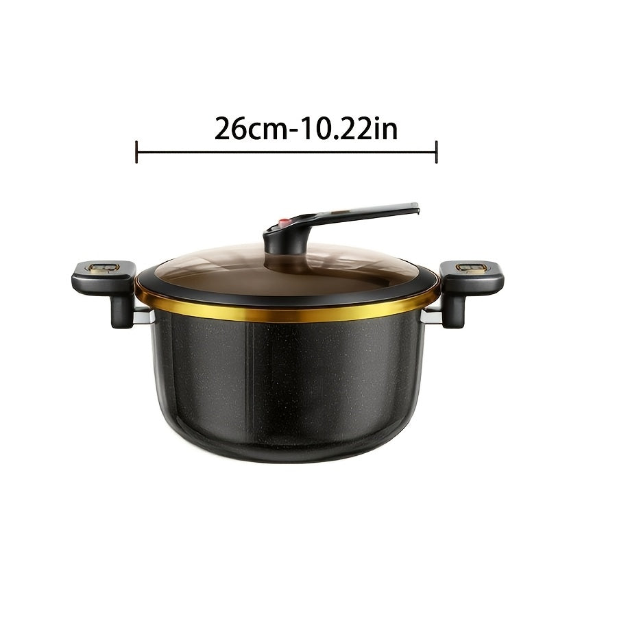 Enamel Cast Iron Soup Pot - 1-Piece, Large Capacity Slow Cooking Pot with Dual Handles, Induction Cooktop Compatible, No Power Supply Required