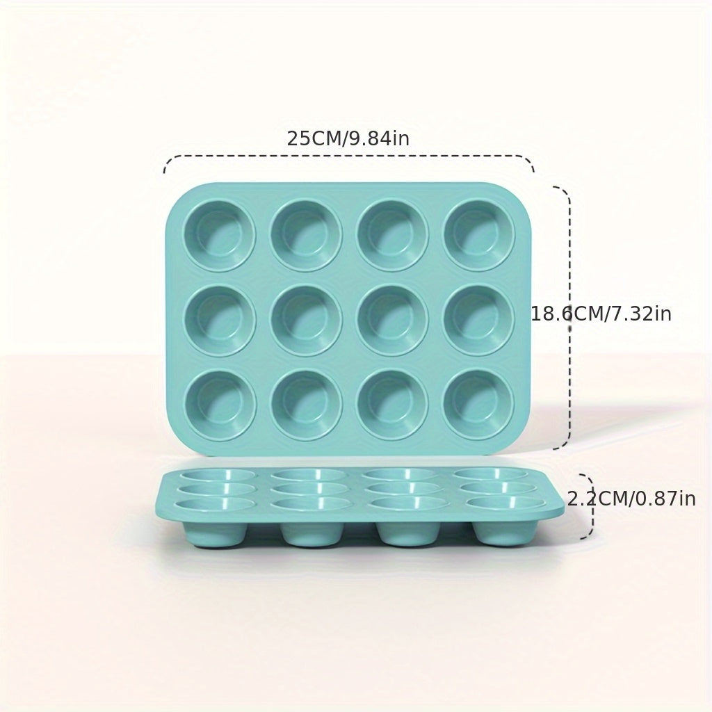 Non-stick Silicone Muffin Pan with 6/12 Cavities, Food Grade Paper Cupcake Mold, Brownie Cake Tart Bread Baking Pan. Safe for Dishwasher, BPA Free.