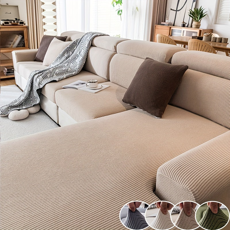 Elastic sofa slipcover in glam style, washable, durable, non-slip, all-season. Made from polyester and spandex blend for armchair to 4-seater sofas. Perfect for modern home and office decor, great Christmas gift.