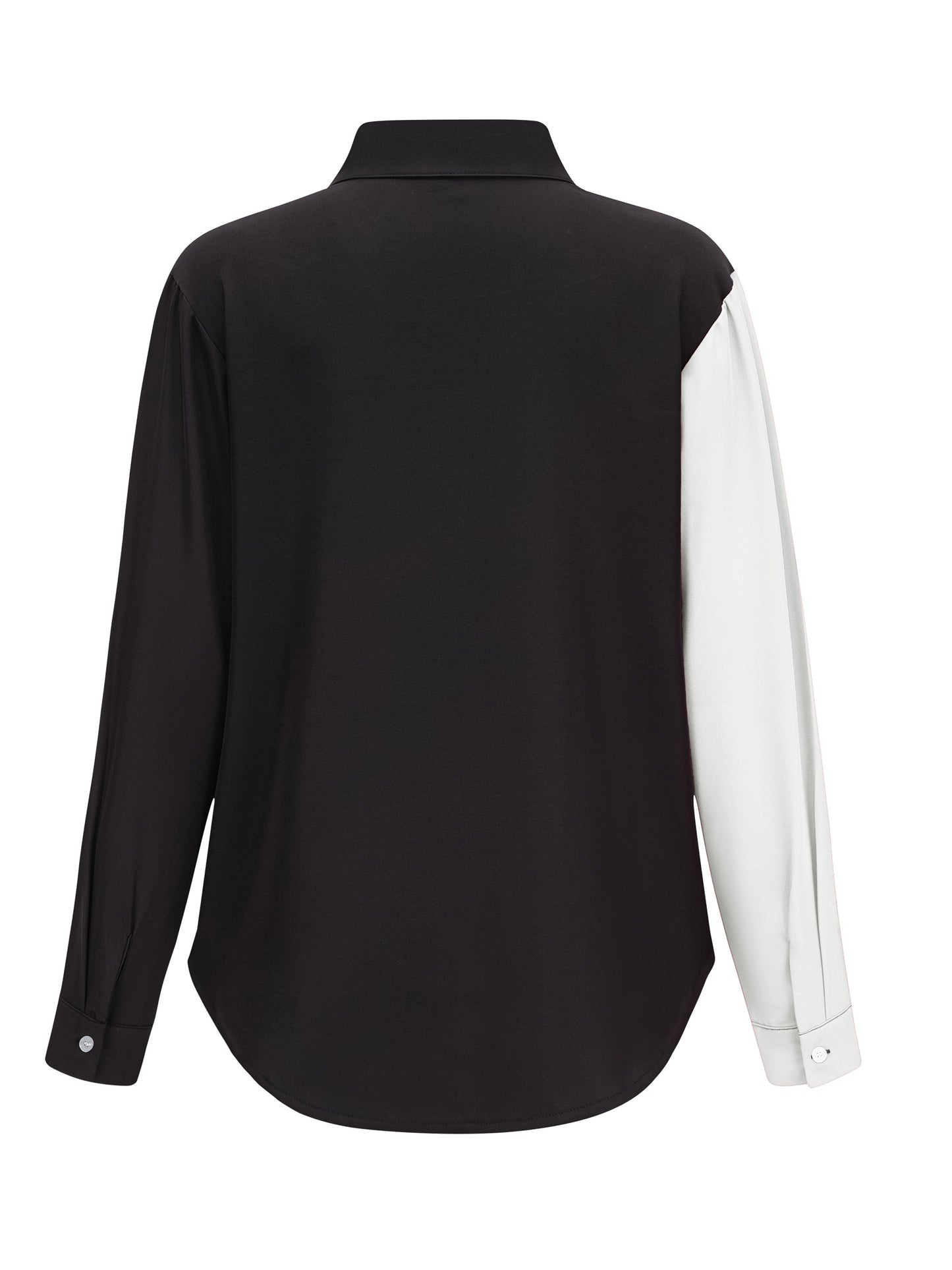 Women's Color Block Button Front Shirt with Long Sleeves and Lapel Collar