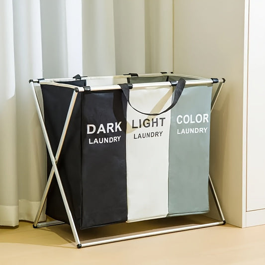 One piece of a 35-liter foldable laundry hamper with an aluminum frame. This portable, waterproof dirty clothes storage laundry basket is perfect for use in the bathroom, bedroom, and home. It measures 60.96cm × 35.56cm × 58.42cm.