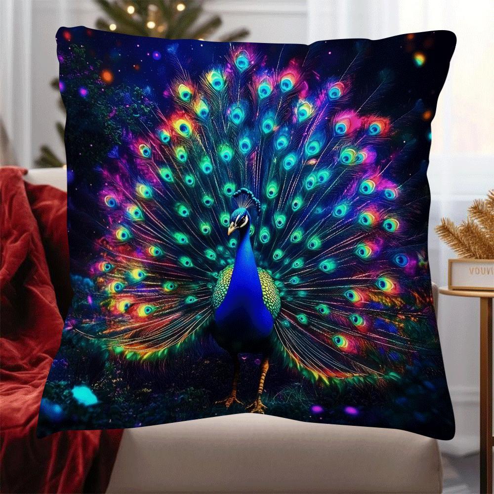 Coastal Classic Peacock Pillow Cover, 1 piece, measures 45.72x45.72 cm. Made of machine washable polyester, this decorative throw pillow case features a zipper closure and is ideal for back sleepers. Perfect for all seasons, this pillow cover is a