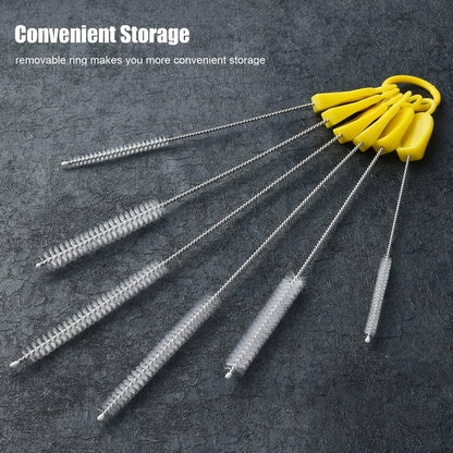 The 6-Pack of Long Straw Cleaning Brushes comes in multiple sizes and is designed with a comfortable grip. Made with a combination of metal and plastic, these pipe cleaners are perfect for cleaning in the kitchen without the need for electricity. They