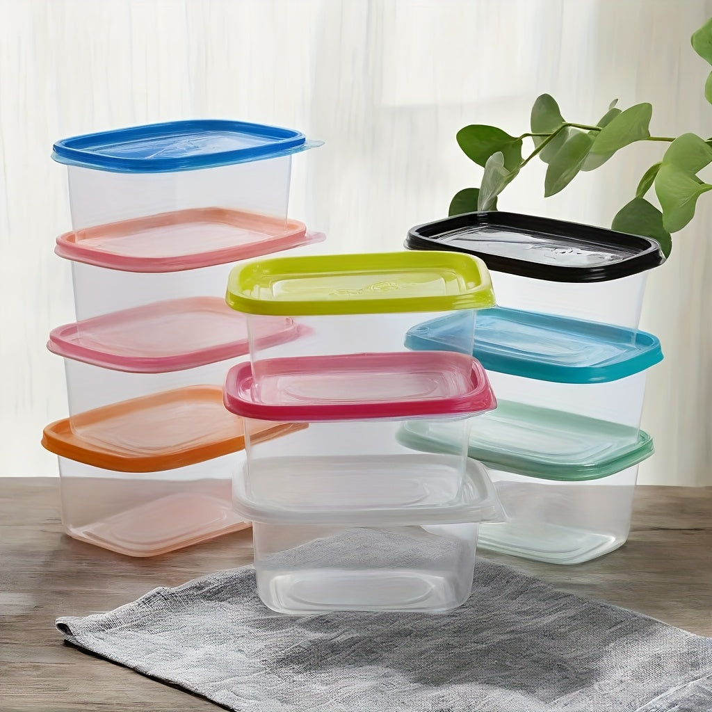 Food Storage Container Set - 10 Pieces, Stackable with Lids, Reusable, BPA-Free Plastic Lunch Boxes for Grains, Meat, Fruits, and Vegetables. Dishwasher and Microwave Safe.