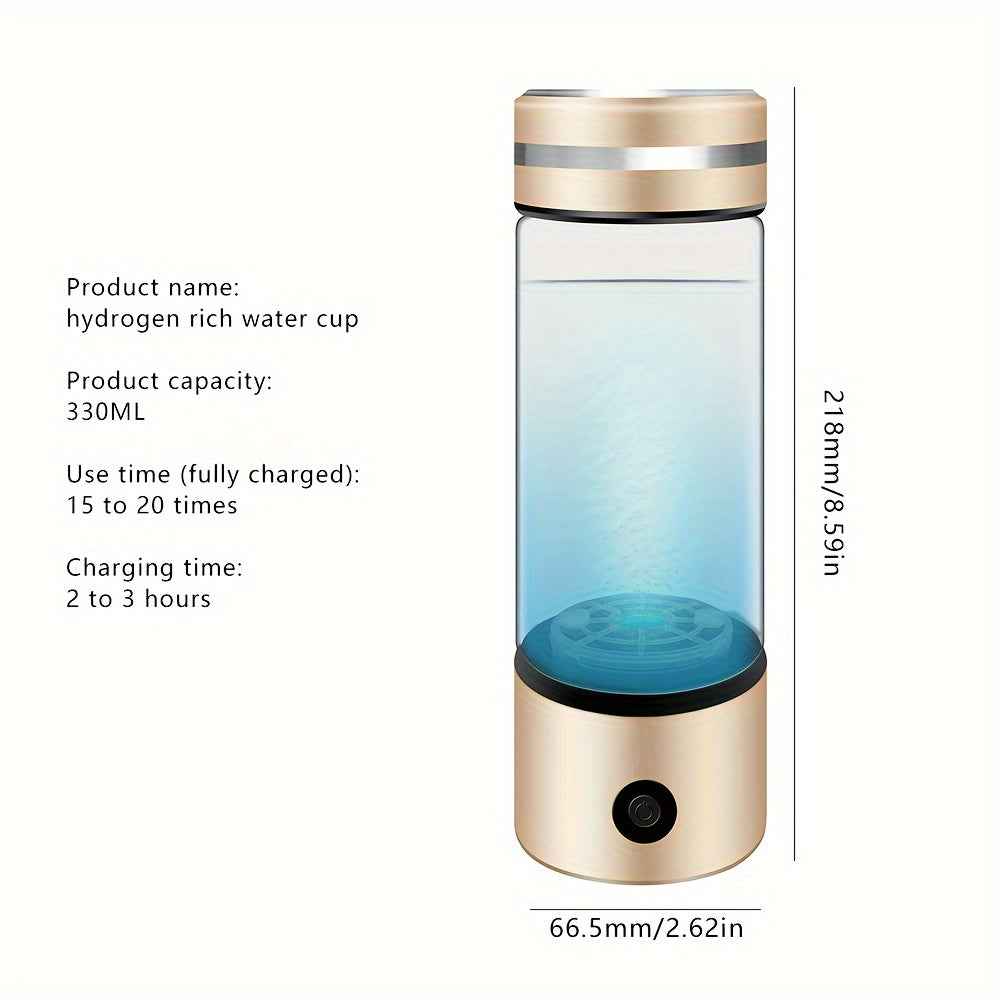 Portable Hydrogen-Rich Water Bottle with a capacity of 330ml - Conveniently USB Rechargeable, Perfect for Active Individuals who enjoy Sports and Fitness