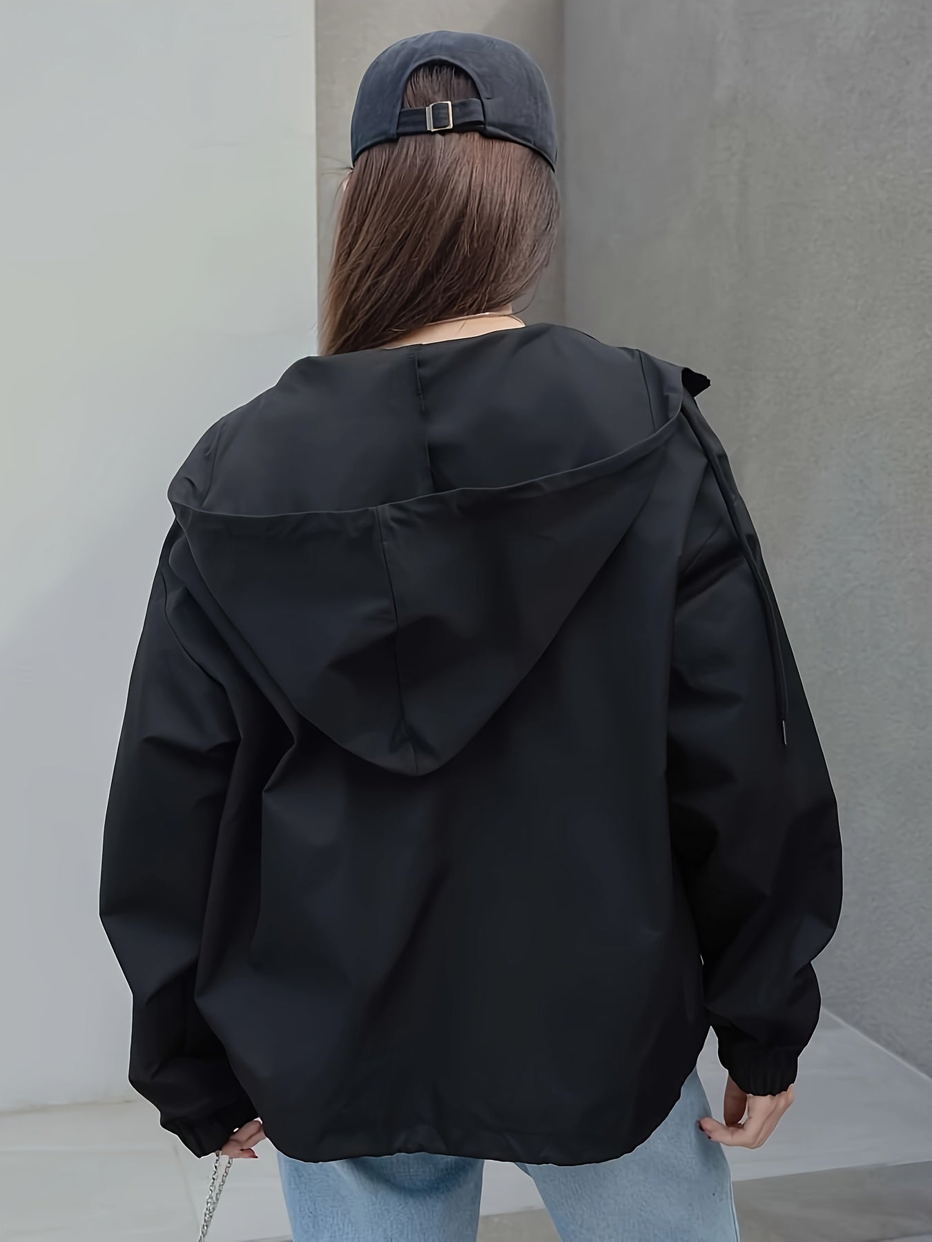 Customized Development Drop Shoulder Drawstring Hooded Jacket