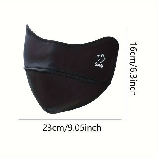 One adorable smiling graphic mask in a solid color, perfect for cycling and casual wear, provides windproof and dustproof protection for women.