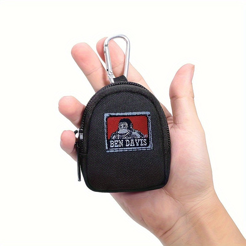 Keychain pouch with carabiner clip featuring the Ben Davis Gorilla logo, perfect for holding keys and small items on-the-go. Ideal for casual use as a mini accessory case.