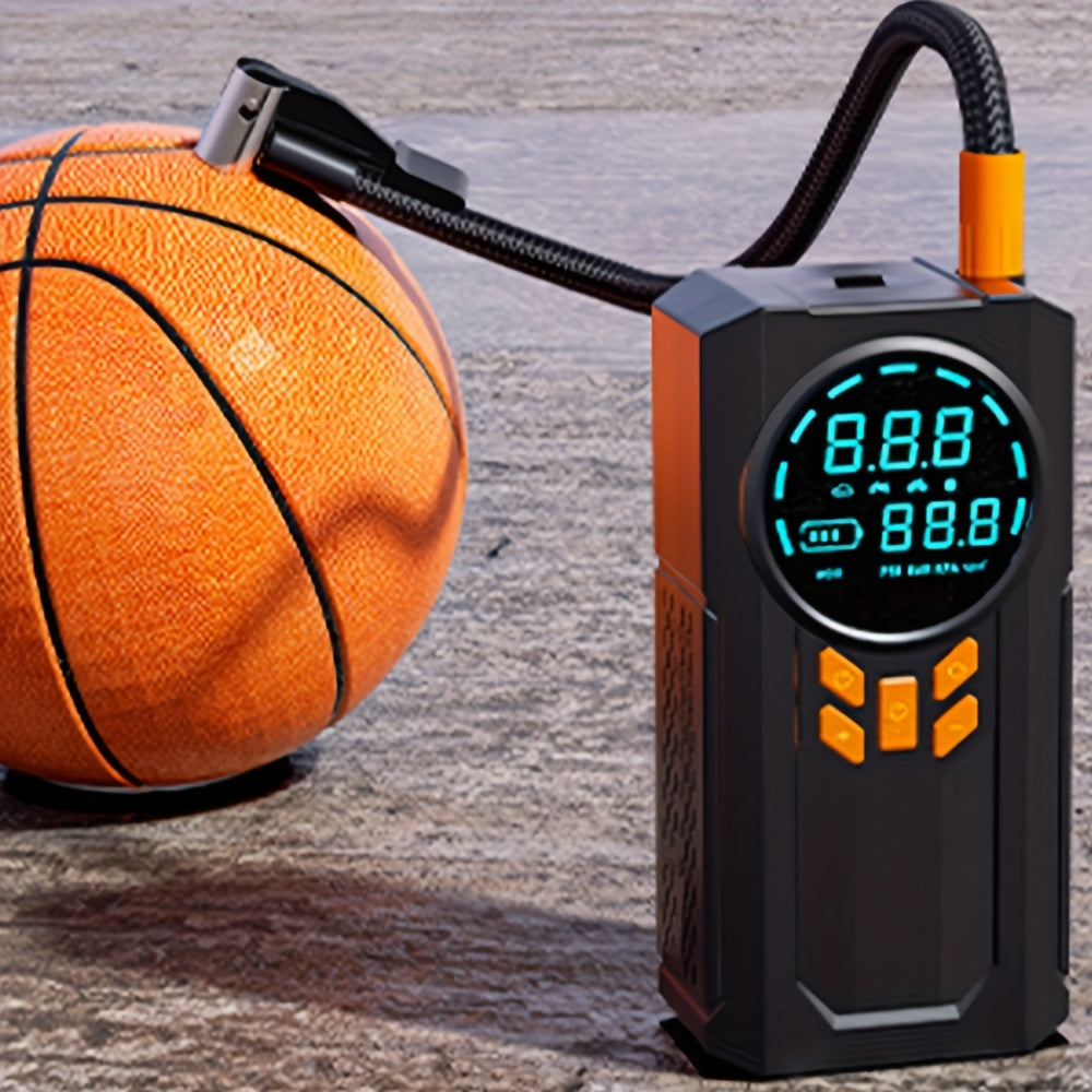 5-in-1 portable car starter includes air compressor, 150PSI tire inflator, USB rechargeable lithium battery (8000mAh), and peak power of 12V 1000A.