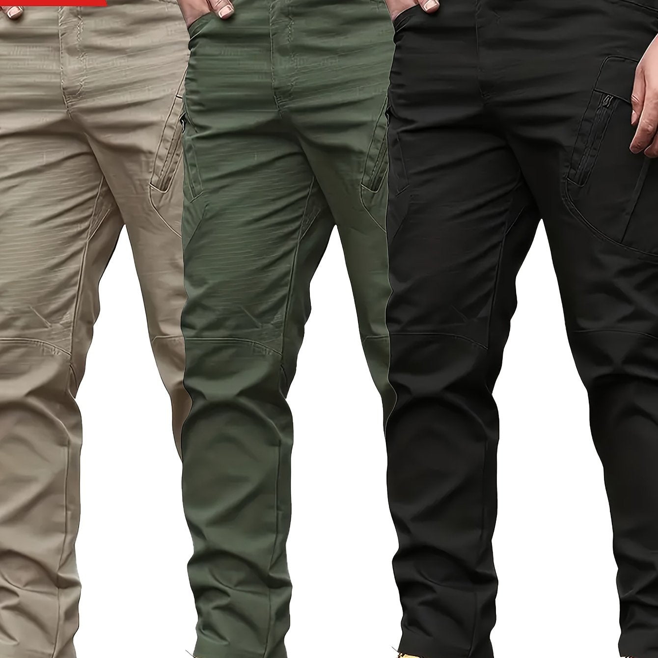 Men's Tactical Hiking Pants - Durable, Multi-Functional Cargo Pants with Multiple Pockets, Polyester, Non-Stretch Fabric for Outdoor Adventures - Available in Beige, Olive Green, Black