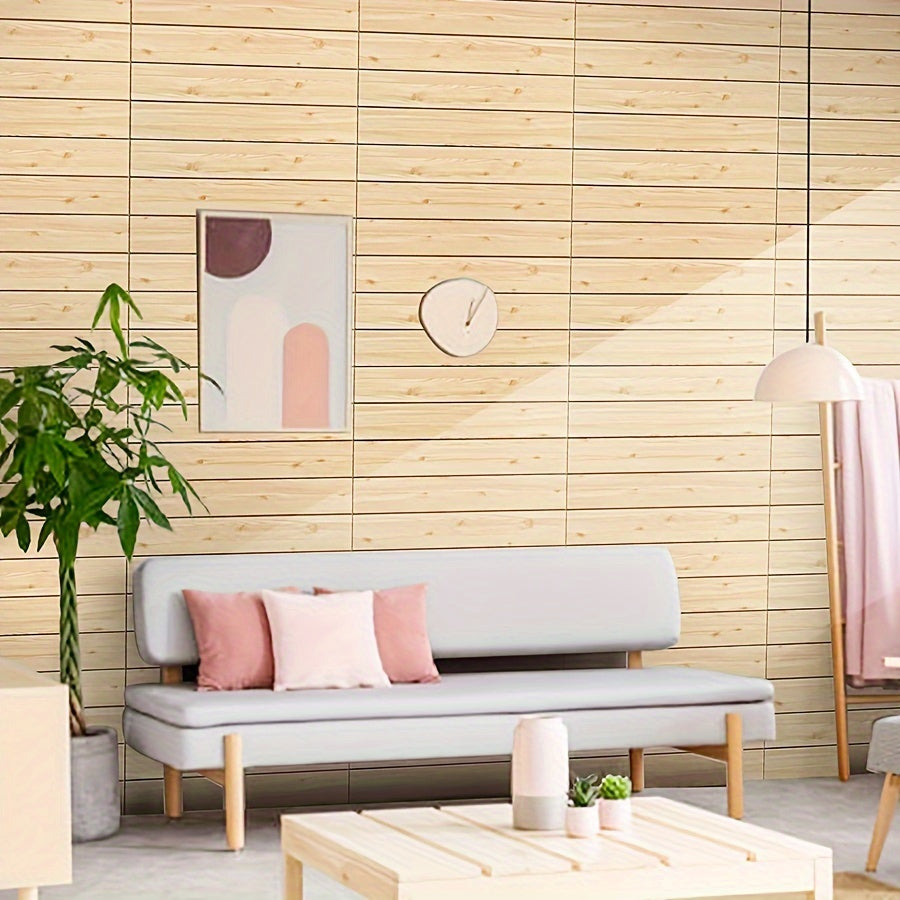 Decorate with 30pcs of Decowall Self-Adhesive Wood Grain Wall Stickers, perfect for any room.