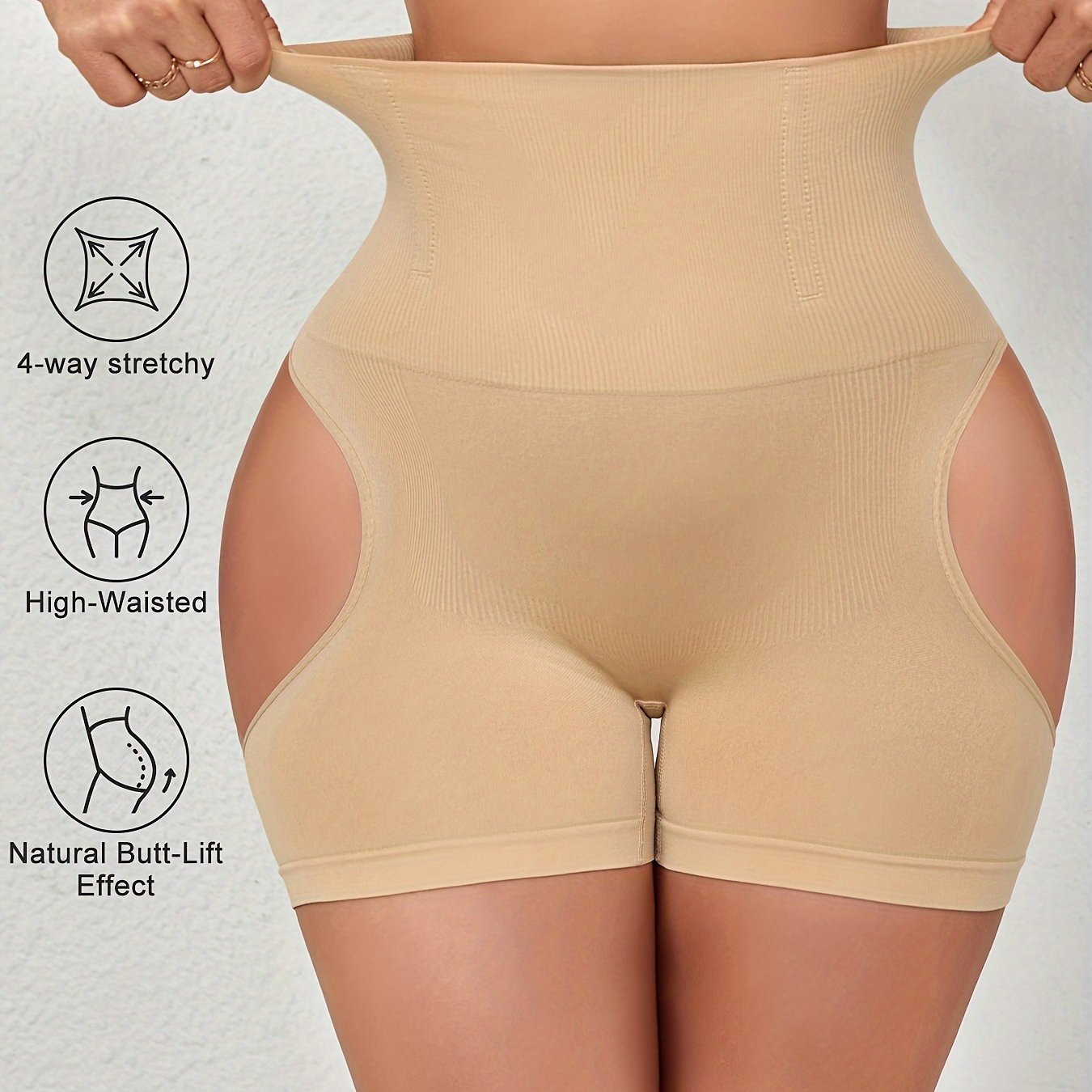 High-waisted panties for women with slim waist and tummy control, paired with buttocks-lifting boxer pants for body shaping.