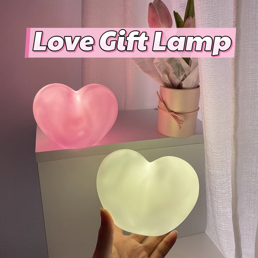 Modern Pink Heart Desk Lamp with Toggle Switch, Battery Powered, Perfect for Bedroom Ambiance and Holiday Decor