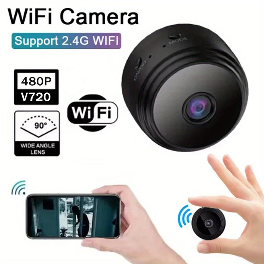 Get the 1pc OIMLYO 480P WiFi Security Camera for your smart home surveillance needs. This camera features a wide angle lens, mobile remote viewing, and a rechargeable lithium polymer battery. Made of ABS material, it has an irregular shape and offers