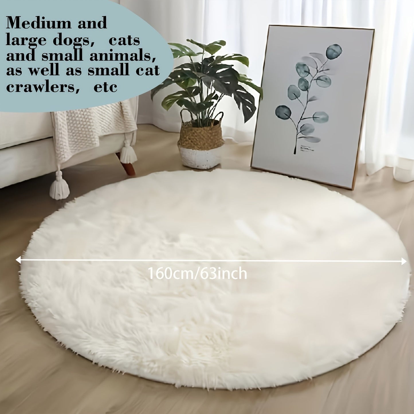 Soft Plush Pet Carpet - Circular, Spacious Rug for Dogs & Cats | Luxurious & Cozy | Water-resistant for Stylish Living Room & Bedroom | 31.5" x 31.5" / 47.2" x 119.89