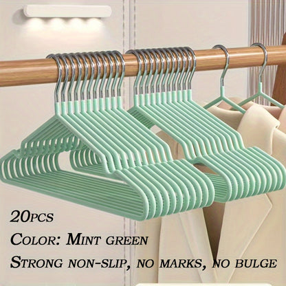 Set of 20 Clothes Hangers Featuring Non-Slip Design, Notched Racks, and Sturdy and Durable Coat Hangers. Perfect for Household Clothing Storage and Organization in the Bedroom, Closet, or Home.