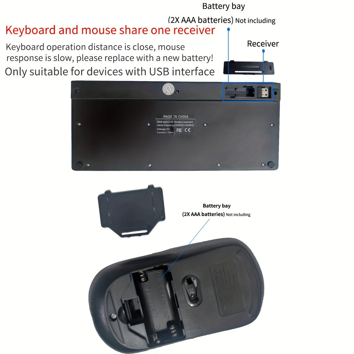 Ergonomic Chocolate Wireless Keyboard and Mouse Set, 2.4GHz Optical, Slim Design, ABS Material, Non-Wireless, for Personal Computer - No Charging Function, Battery-Free.