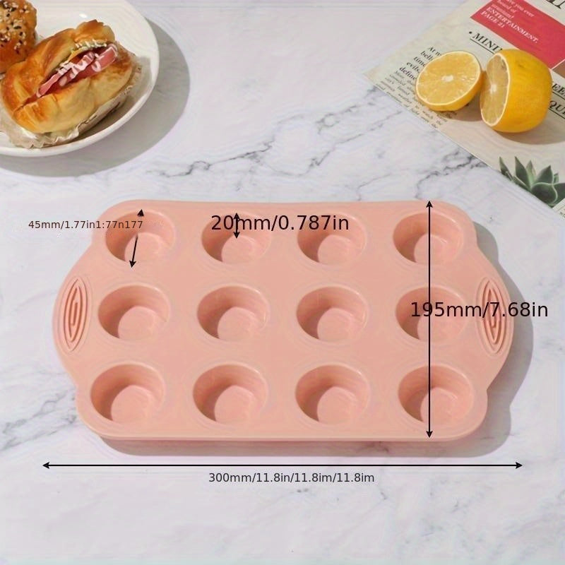 Non-stick Silicone Muffin Pan with 6/12 Cavities, Food Grade Paper Cupcake Mold, Brownie Cake Tart Bread Baking Pan. Safe for Dishwasher, BPA Free.