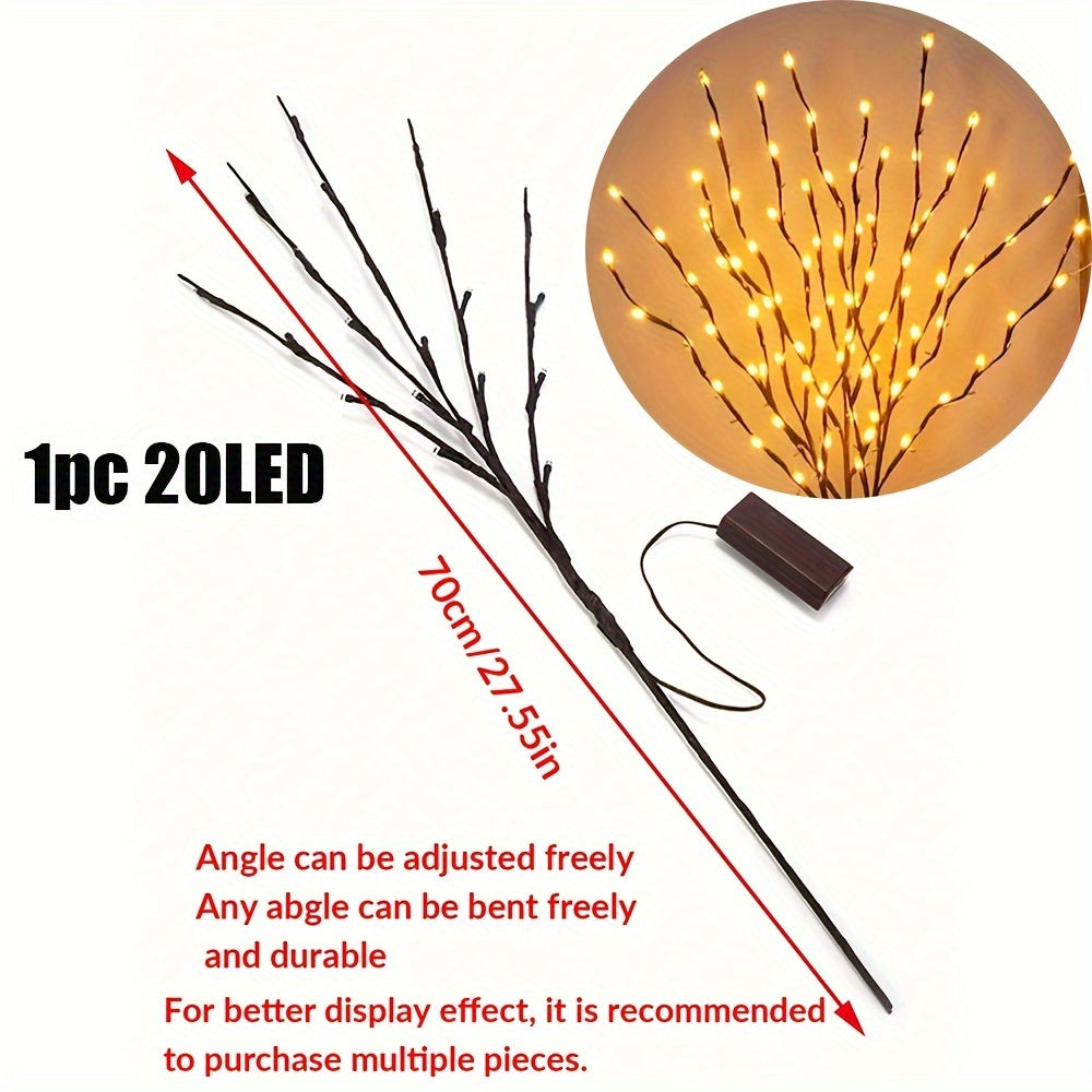 1 piece of Art Deco style 20 LED tree branch lights with geometric pattern. Freestanding tabletop decorative string lights for living room. Switch control, battery powered. Flower theme night light for bedroom, perfect for birthdays, Easter, or gifts.