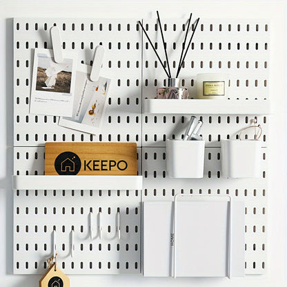 Sturdy Plastic Pegboard Storage Box for Dorm Room, Kitchen, Bathroom, Bedroom, Office - Wall-Mounted Organizer for Mini Tools