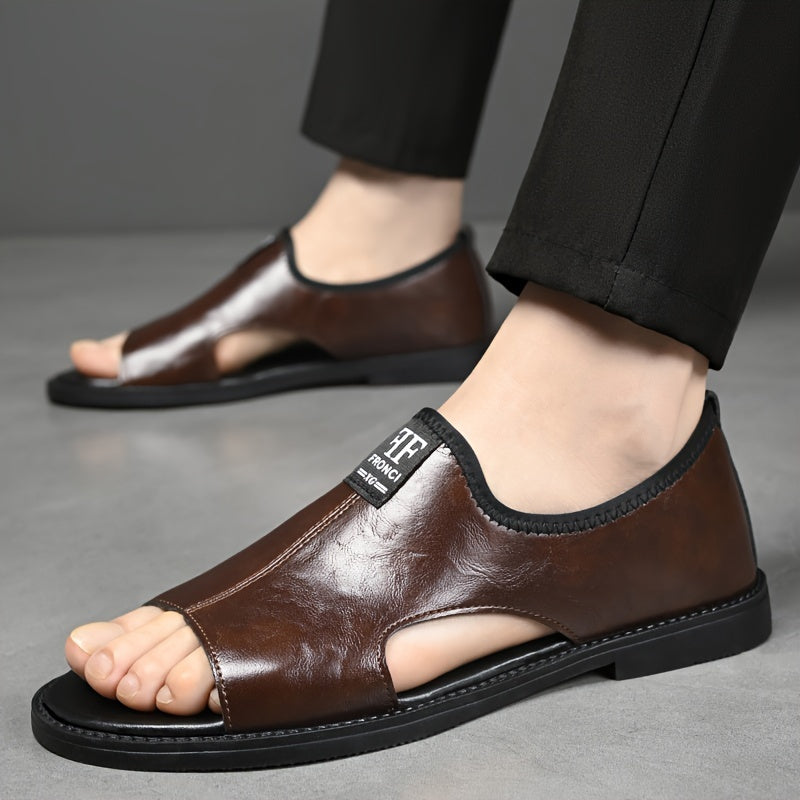 Men's Fashion Sandals 2025 Summer Collection feature a casual street style slip-on design with a solid color microfiber synthetic upper, faux inner, and rubber sole. They are lightweight