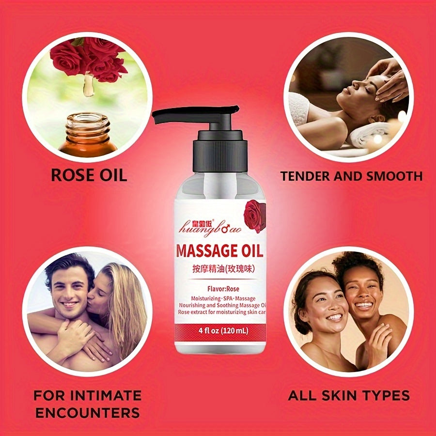 1pc Sensual Rose Massage Oil for Couples - Romantic Full Body Massage Oil for Date Night, Valentine's Day Present for Intimacy