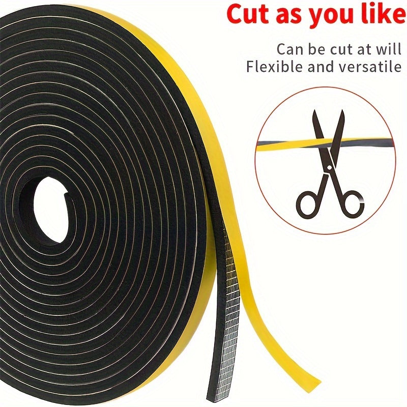 3 rolls of high-quality foam insulation tape for weather stripping doors and windows, sliding doors, soundproofing, windproofing, air conditioning seals. Black, 1/4 inch wide x 1/8 inch