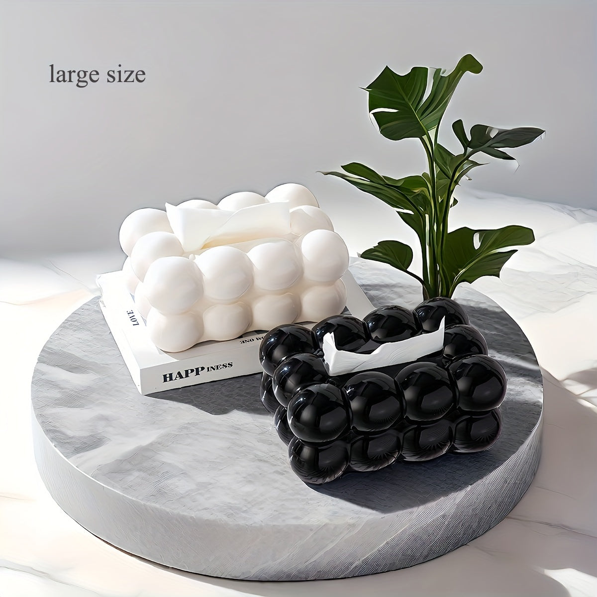 Tissue box holder for home storage and decor, suitable for various rooms.