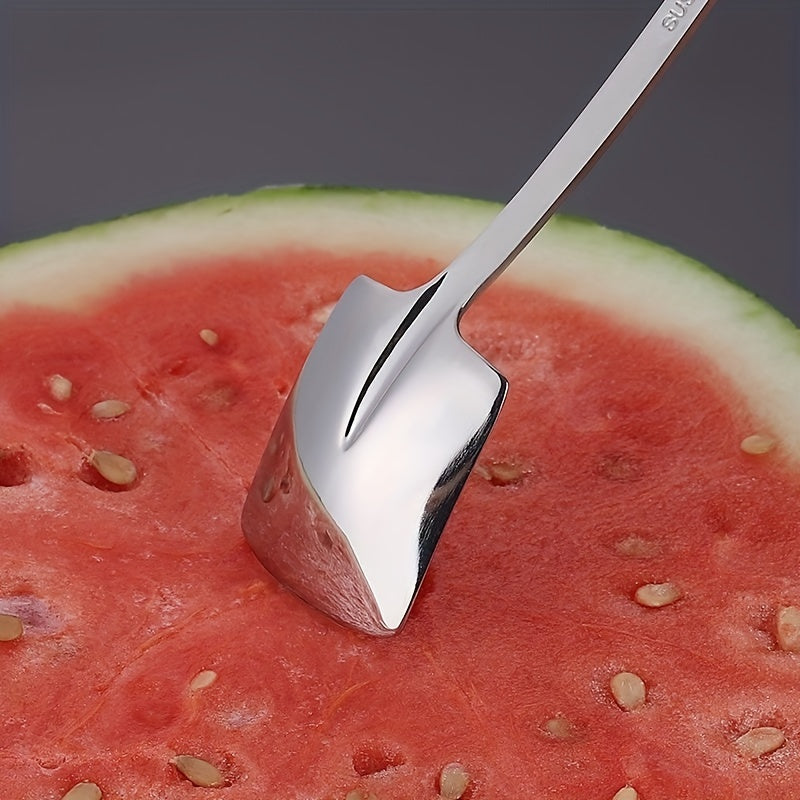 Autumn-themed Creative Small Stainless Steel Spoon for Home Use, perfect for serving watermelon or dessert. Ideal for couples or internet celebrities looking to add a cute touch to their dining experience.