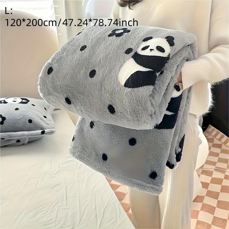 Soft and warm panda velvet throw blanket, perfect for sofa, office naps, and travel. This cozy plaid flannel blanket features a versatile checkerboard design and is machine washable. Perfect for staying warm and comfortable wherever you go.