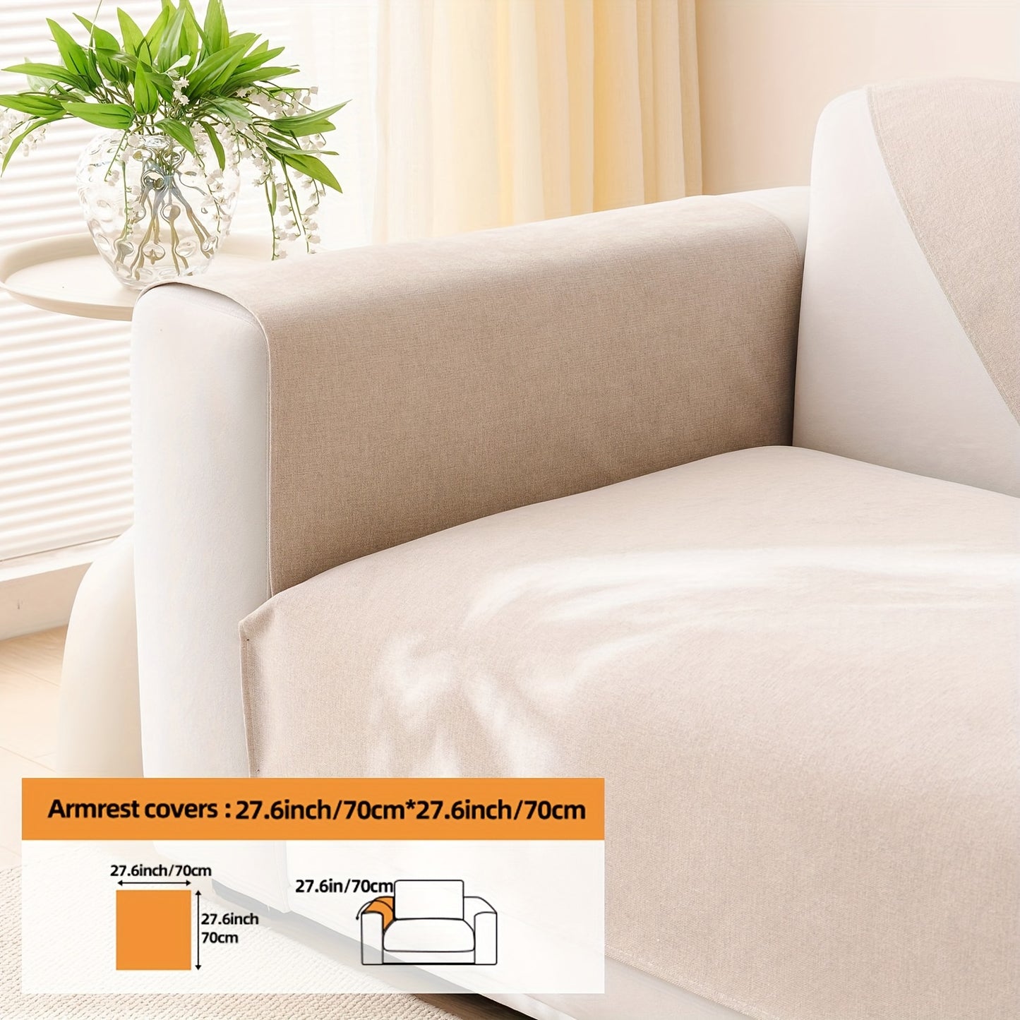 1pc Chenille Plain Sofa Cover, Universal Slipcover for All Seasons, includes Pillow Case and Backrest Pillow Cover. Protects sofa cushions, suitable for various rooms and home decor.