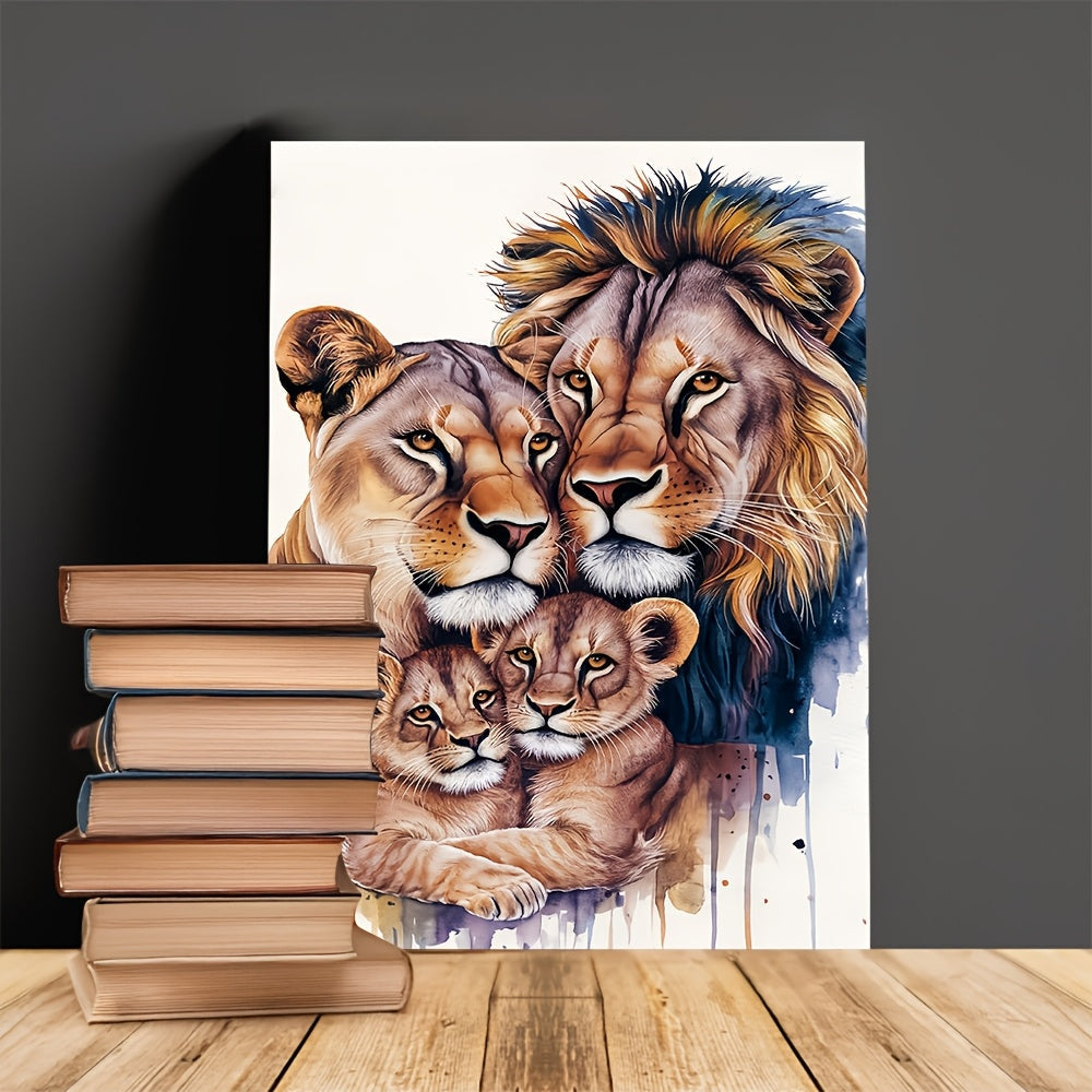 Lion Family Canvas Wall Art - 3.81cm Thick Framed, Ideal for Enhancing Bedroom & Living Room Décor, Thoughtful Gift Option