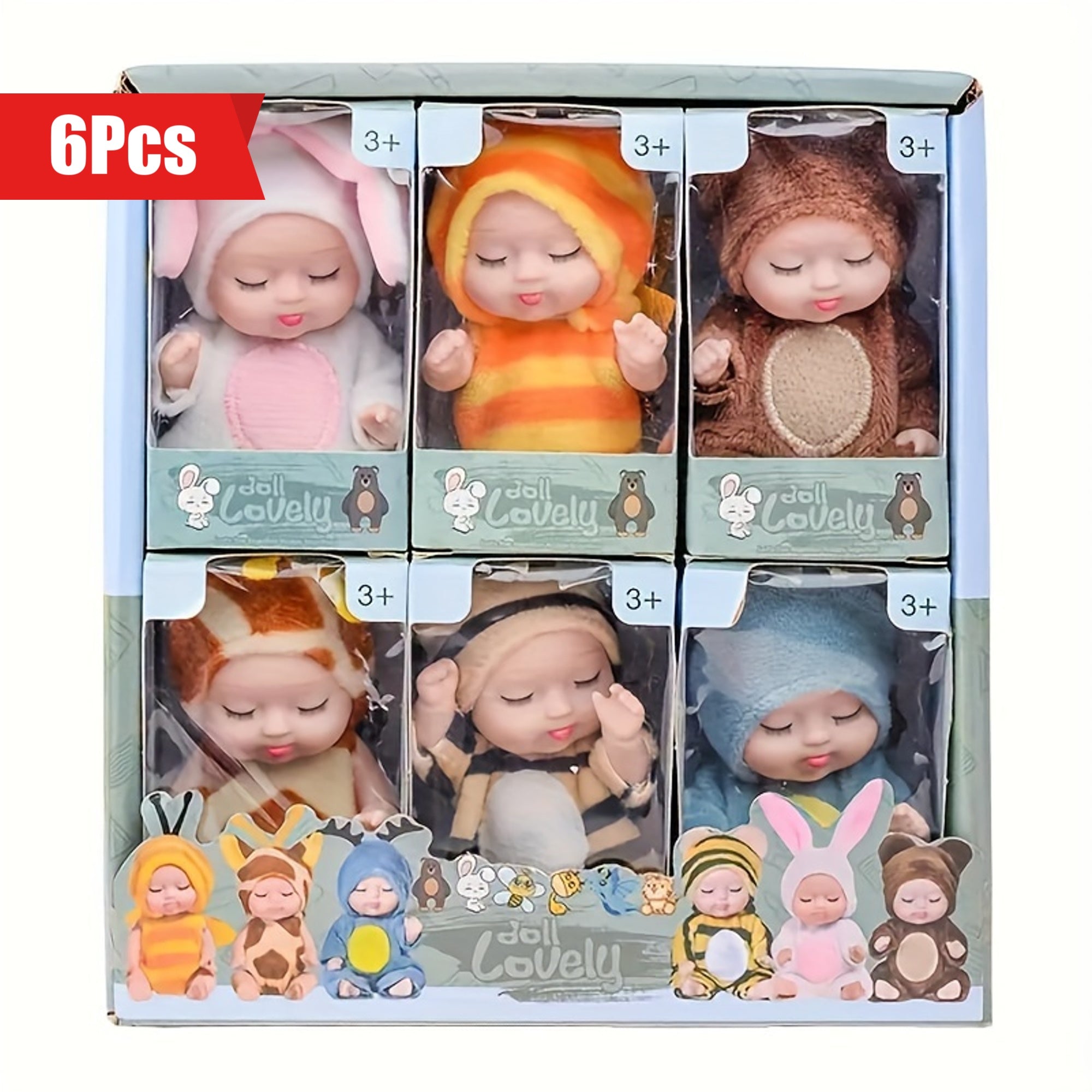 Set of 6 Adorable Sleep Fairy Dolls in Pajamas, with Gift Box - Perfect for Gifting to Friends, Decorating Desks, Cakes, and Homes, and Adding to Mini Doll Collections