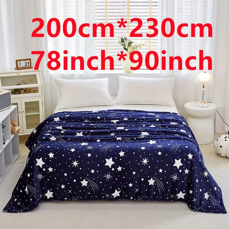 Contemporary Meteor Shower Pattern Flannel Fleece Blanket - Perfect for New Year, Valentine's, Mother's Day, and Back to School! Made from 100% polyester, this blanket is lightweight at 120g and machine washable for easy care. Stay cozy year-round with