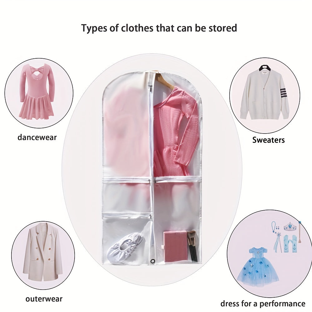 Large garment bag designed for suits, dresses, and dancewear with ample storage space - perfect for travel and business trips, offering hanging storage and protection from dust.