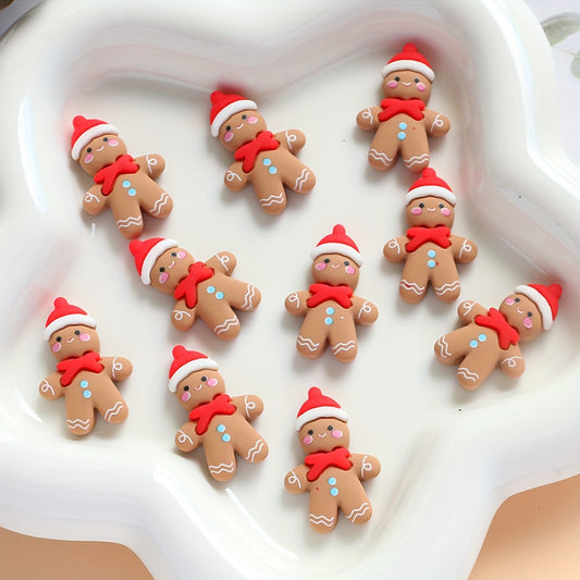 Set of 10 Christmas gingerbread ornaments for DIY crafts and decoration, ideal for Christmas.