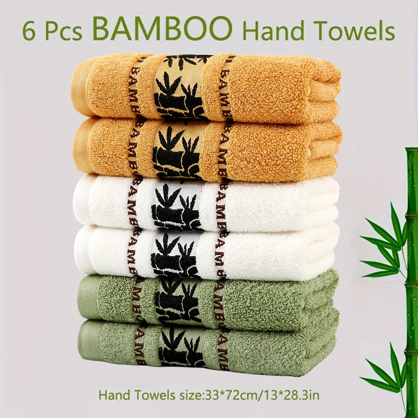 6-piece Bamboo Fiber Towel Set: Soft, Quick-dry, Absorbent for Home, Gym, Bathroom