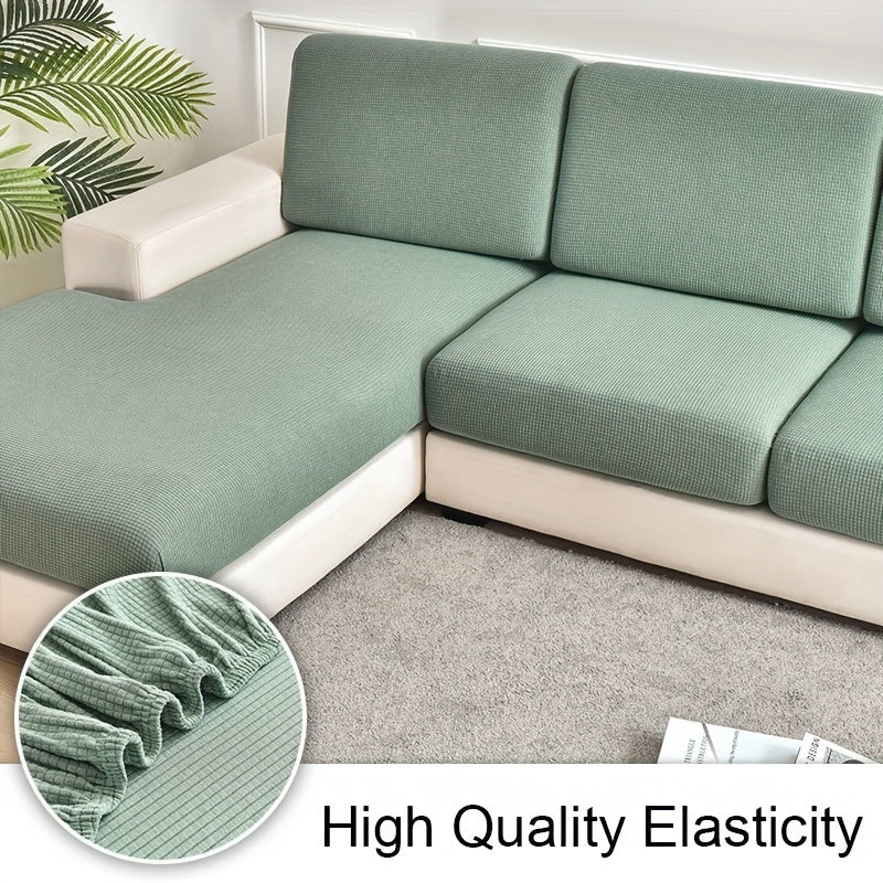 Waterproof Jacquard Sofa Slipcover protects furniture with elastic cover. Polyester material enhances home decor.