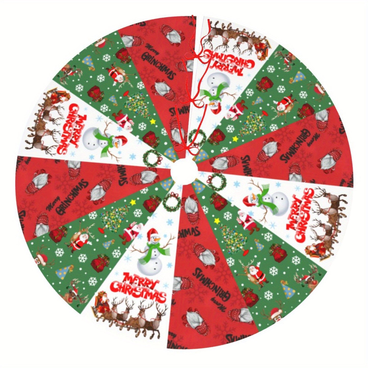 Festive Santa Claus snowflake Christmas tree skirt - Ideal for holiday parties and home decor.