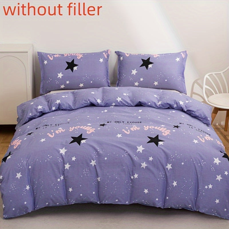 3-piece starry sky print duvet cover set, includes 1 duvet cover and 2 pillowcases (without core), soft and comfortable for bedroom or guest room.