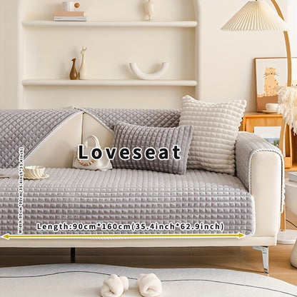 Velvet sofa slipcover with anti-slip backing, suitable for all seasons, pets friendly, ideal for living room or office decoration.